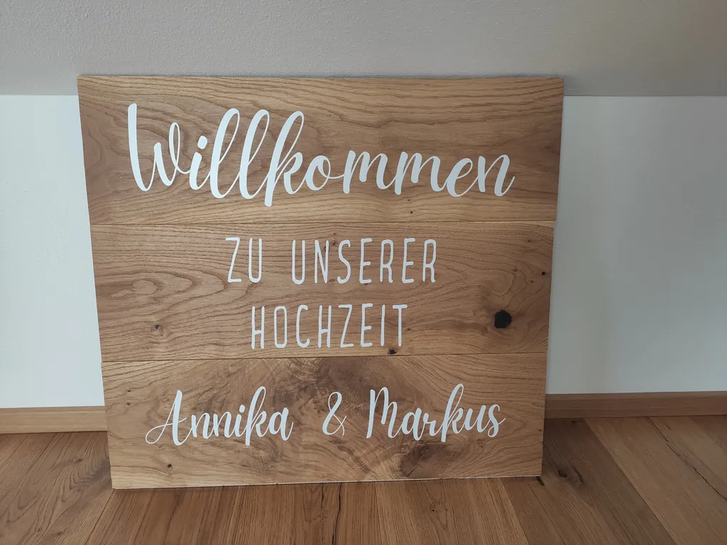 Hochzeitsschild „Willkommen“ – personalisiert